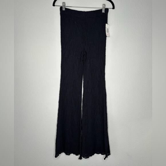 FREE PEOPLE RARE High Waisted Pull On Full Length Lace Flare Stretch Pants XS - Picture 1 of 7